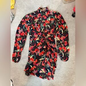 SALONI Floral Mini Dress - Red and Green